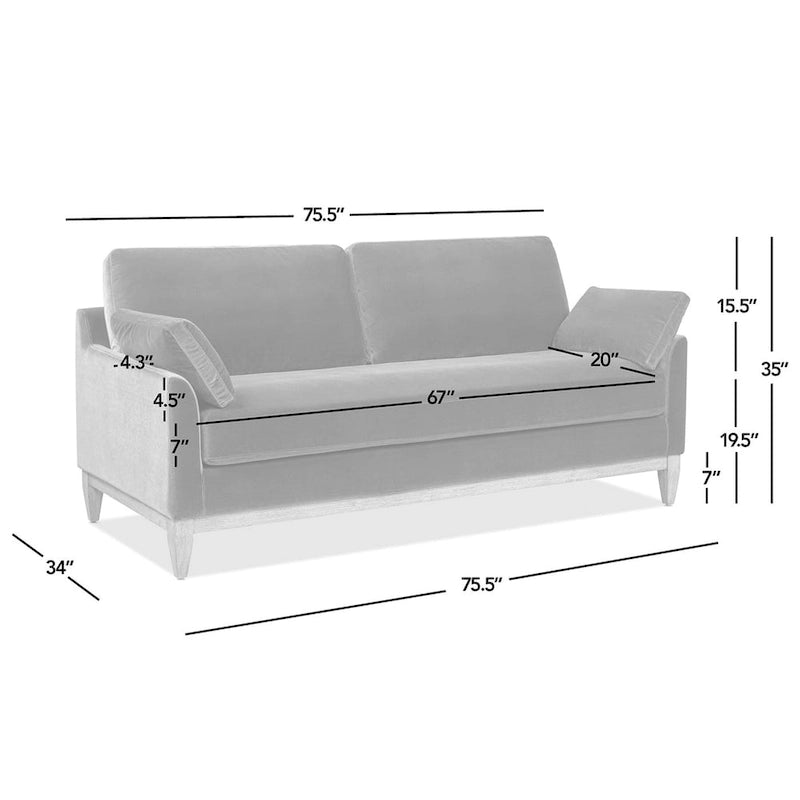 Pasadena 75.5 Velvet Modern Farmhouse Loose Pillow-Back Sofa