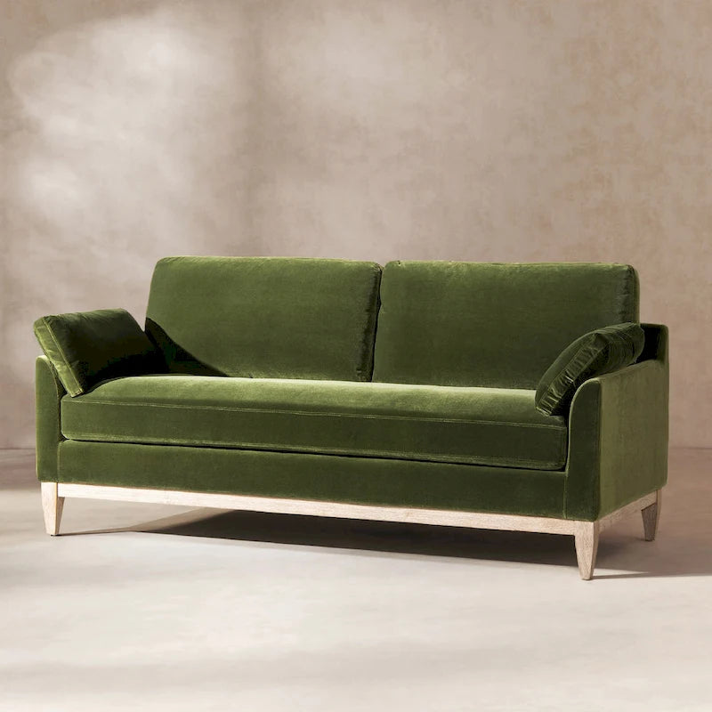 Pasadena 75.5 Velvet Modern Farmhouse Loose Pillow-Back Sofa
