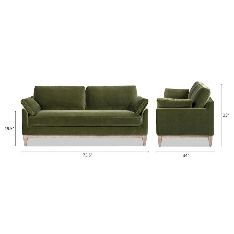 Pasadena 75.5 Velvet Modern Farmhouse Loose Pillow-Back Sofa