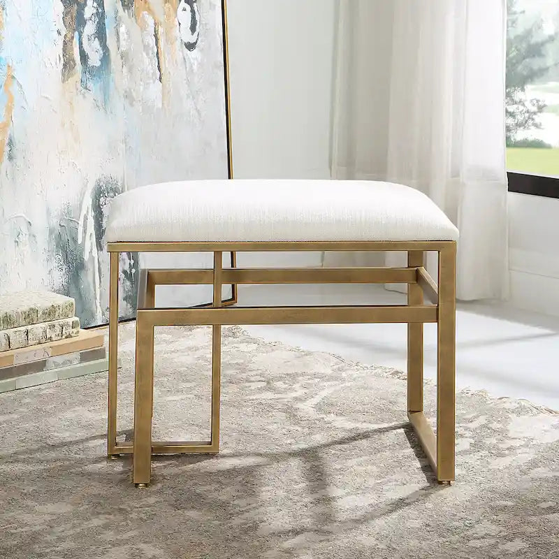 Modern Iron Bench - 15.75D x 25.25W x 19.25H