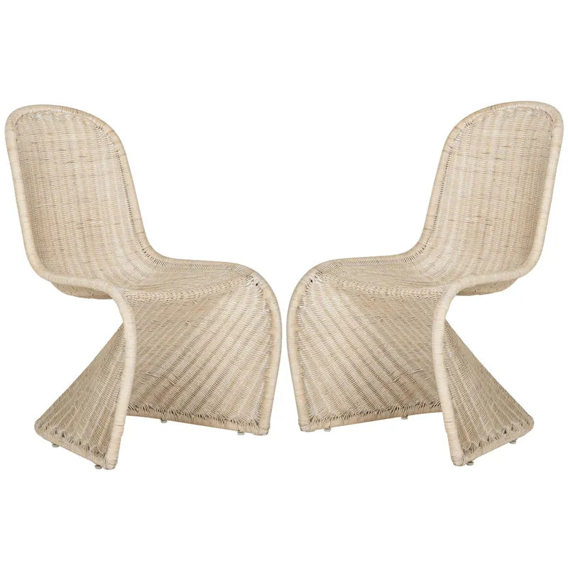 SAFAVIEH Baukje Grey Wicker Dining Chair (Set of 2) - 19Wx26Dx35H