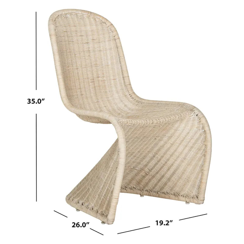 SAFAVIEH Baukje Grey Wicker Dining Chair (Set of 2) - 19Wx26Dx35H