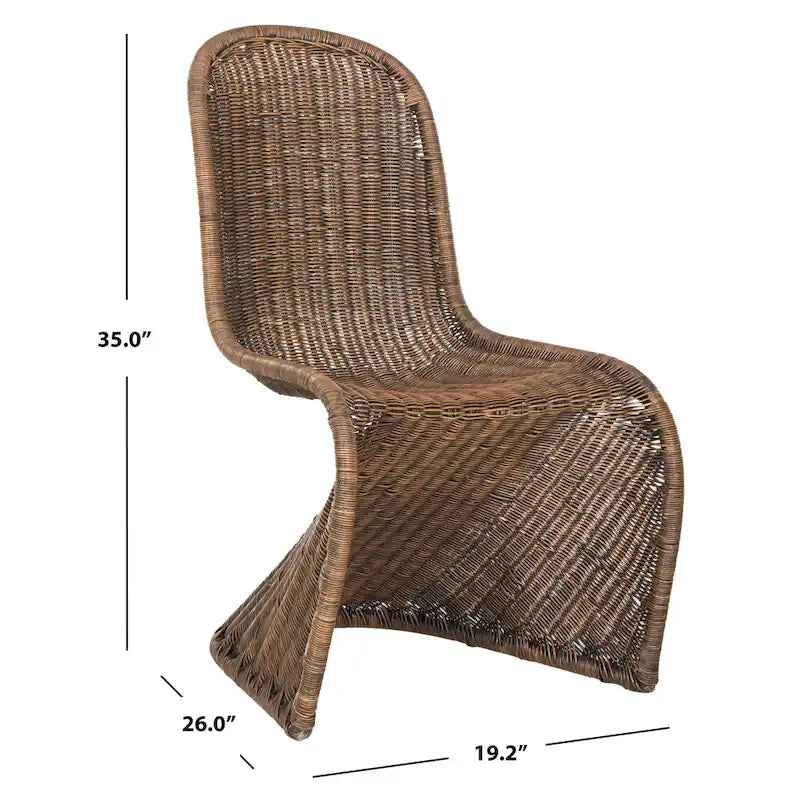 SAFAVIEH Baukje Grey Wicker Dining Chair (Set of 2) - 19Wx26Dx35H
