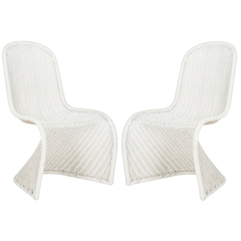 SAFAVIEH Baukje Grey Wicker Dining Chair (Set of 2) - 19Wx26Dx35H