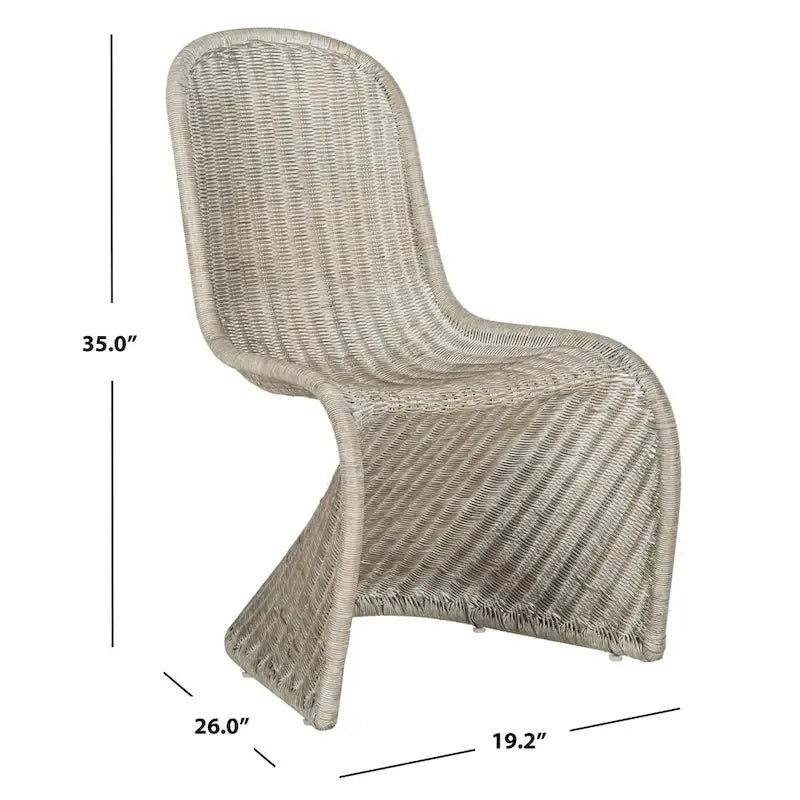 SAFAVIEH Baukje Grey Wicker Dining Chair (Set of 2) - 19Wx26Dx35H