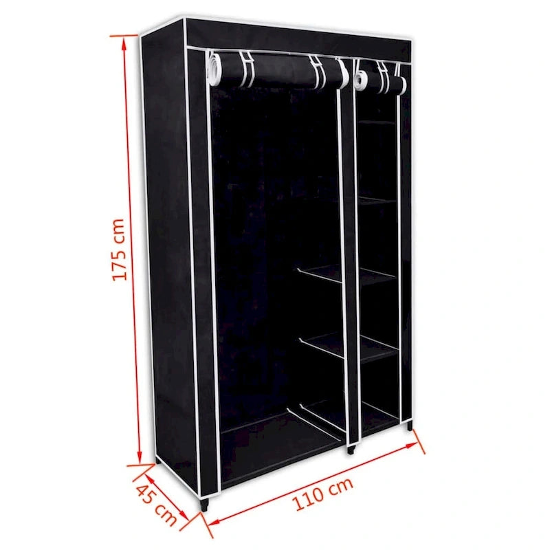 vidaXL Folding Wardrobe Black 43 x 18 x 69 - 43 x 18 x 69