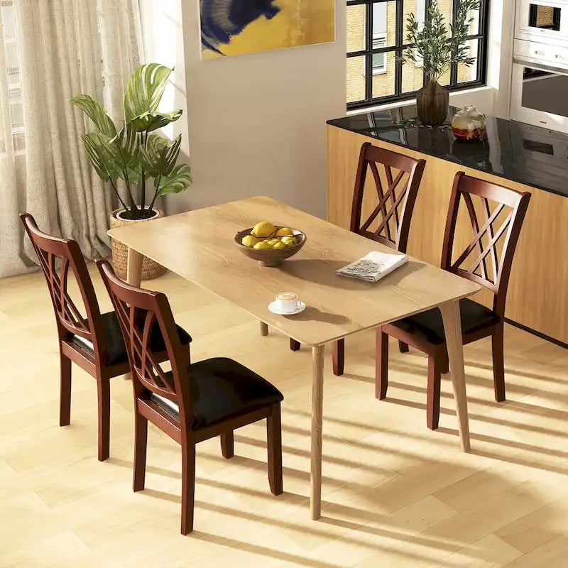 Gymax Set di 4 sedie da pranzo per cucina con schienale e seduta imbottita &