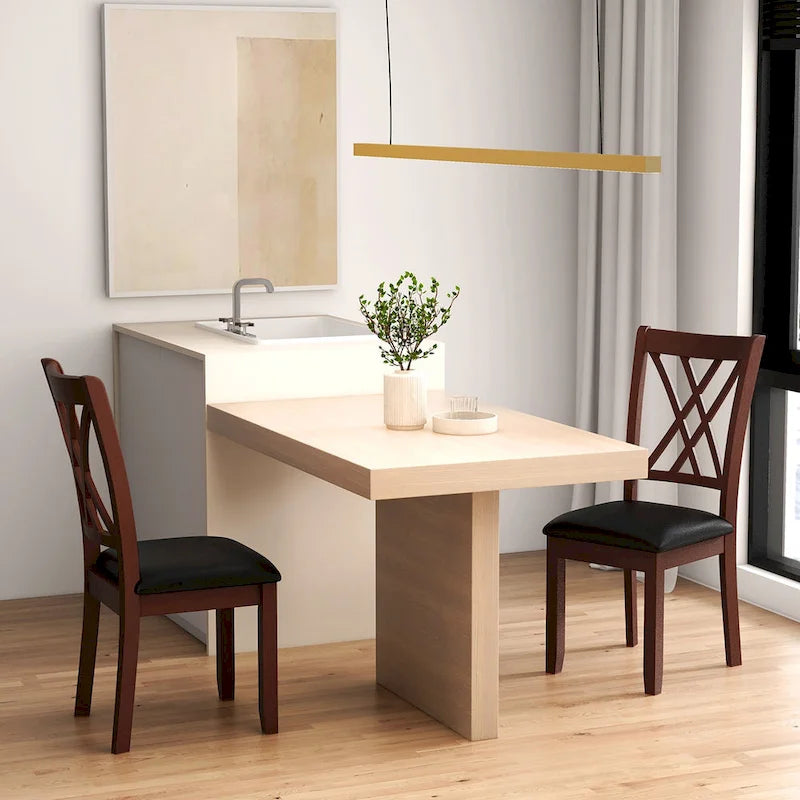 Gymax Set di 4 sedie da pranzo per cucina con schienale e seduta imbottita &