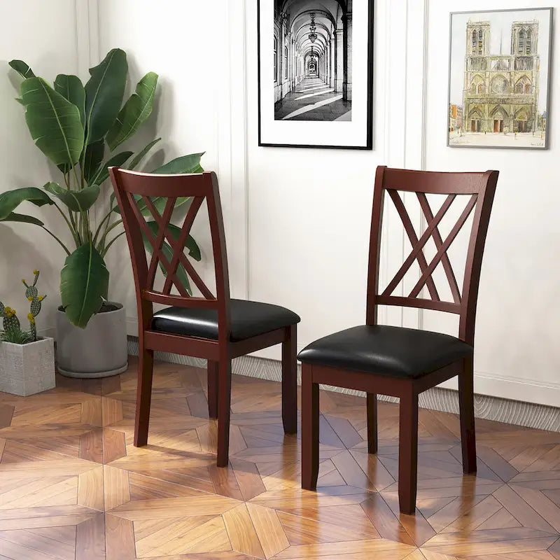 Gymax Set di 4 sedie da pranzo per cucina con schienale e seduta imbottita &
