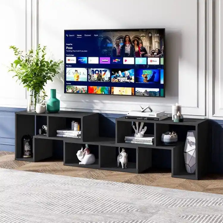 3 Pieces TV Stand Console Entertainment Center for TVs up To 65 Inch with Bookcase Shelves - 26.5 x 12 x 17 (L x W x H)