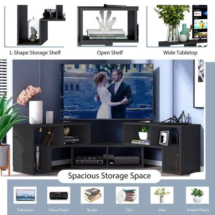 3 Pieces TV Stand Console Entertainment Center for TVs up To 65 Inch with Bookcase Shelves - 26.5 x 12 x 17 (L x W x H)
