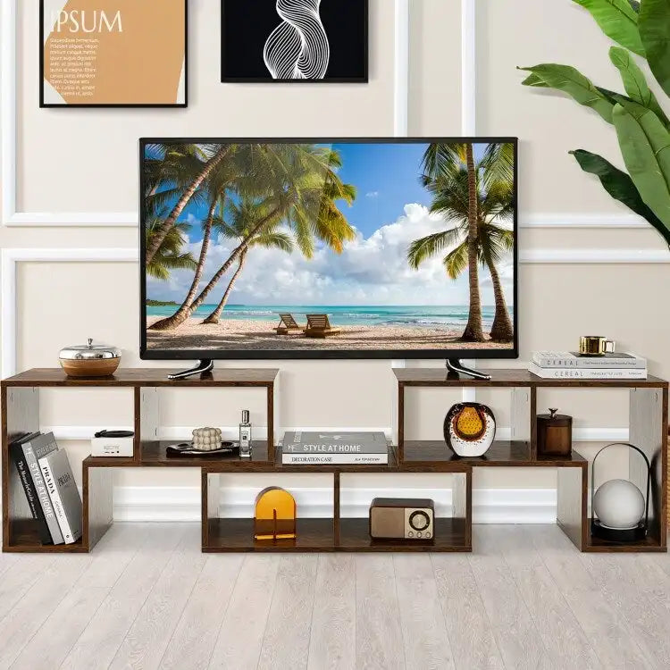 3 Pieces TV Stand Console Entertainment Center for TVs up To 65 Inch with Bookcase Shelves - 26.5 x 12 x 17 (L x W x H)