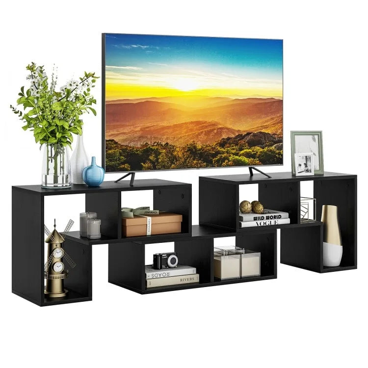 3 Pieces TV Stand Console Entertainment Center for TVs up To 65 Inch with Bookcase Shelves - 26.5 x 12 x 17 (L x W x H)