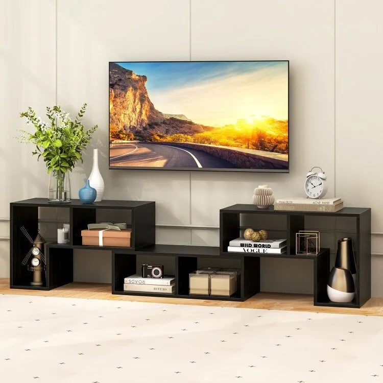 3 Pieces TV Stand Console Entertainment Center for TVs up To 65 Inch with Bookcase Shelves - 26.5 x 12 x 17 (L x W x H)