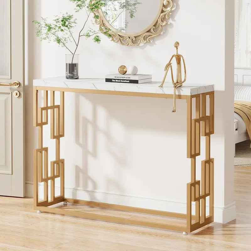 Gold Console Table, Modern 42.5 Sofa Tables Entryway Hallway Table