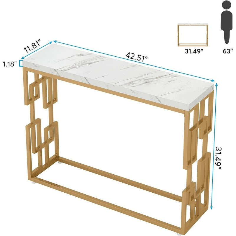 Gold Console Table, Modern 42.5 Sofa Tables Entryway Hallway Table