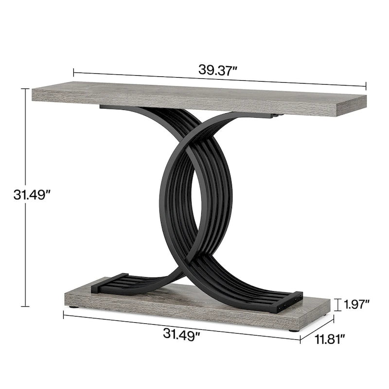 Modern Faux Marble Hallway Table with Geometric 40 Narrow