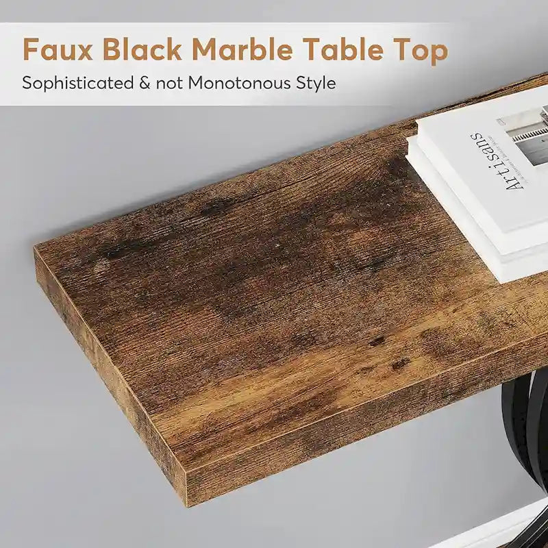 Modern Faux Marble Hallway Table with Geometric 40 Narrow
