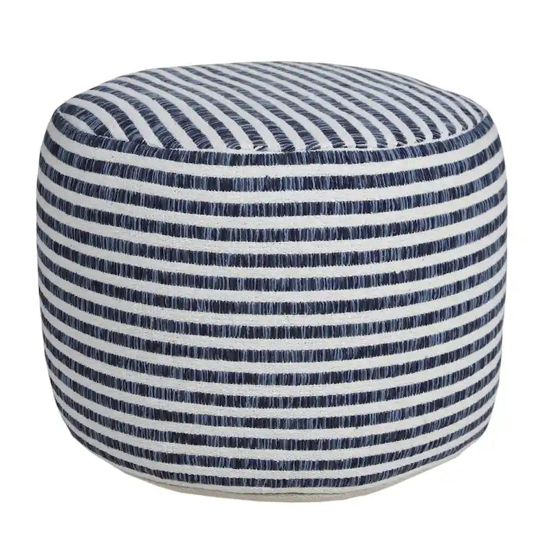 18 Pouf rotondo a righe blu e bianche