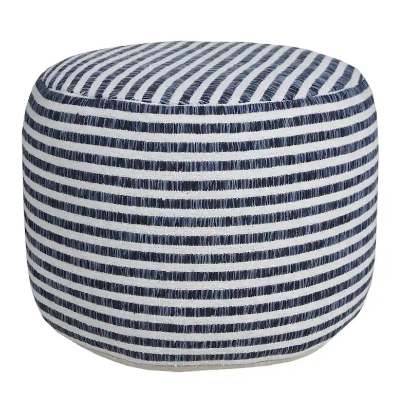 18 Pouf rotondo a righe blu e bianche