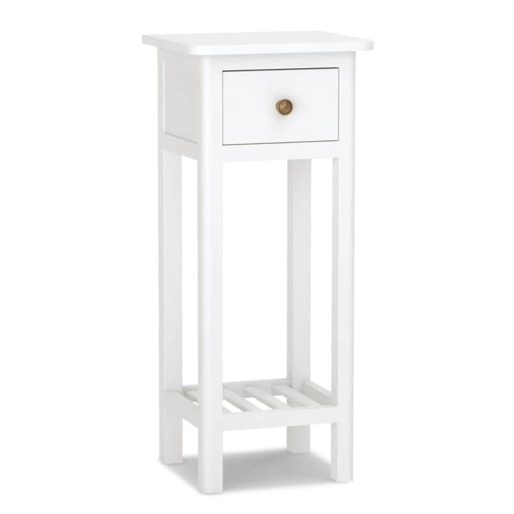 2 Tier Slim Rectangular Nightstand with Drawer Shelf and Acacia Wood Frame - 13.5L x 11.5W x 31.5H