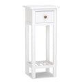 2 Tier Slim Rectangular Nightstand with Drawer Shelf and Acacia Wood Frame - 13.5L x 11.5W x 31.5H