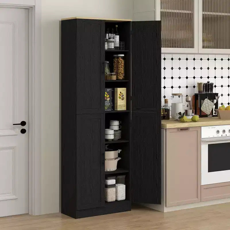 HOMCOM 67 Dispensa da Cucina Autoportante, Armadio Contenitore a 4 Ante con Ripiani e Ante Regolabili