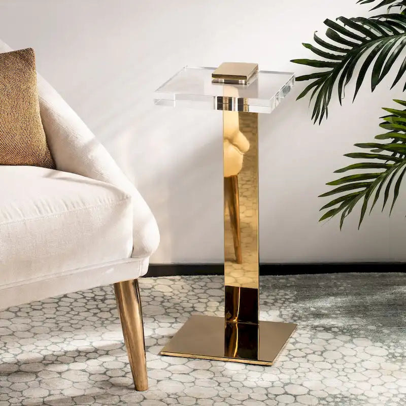 SAFAVIEH Couture Shiloh Acrylic Drink Table - 9.8 W x 9.8 L x 24 H - 10Wx10Dx24H