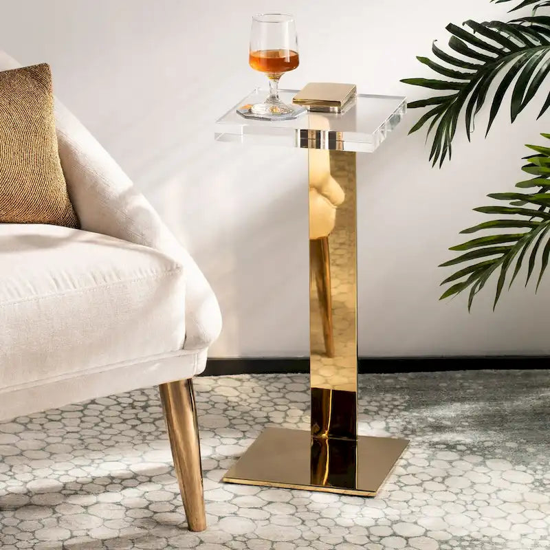 SAFAVIEH Couture Shiloh Acrylic Drink Table - 9.8 W x 9.8 L x 24 H - 10Wx10Dx24H