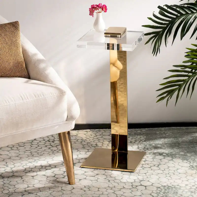 SAFAVIEH Couture Shiloh Acrylic Drink Table - 9.8 W x 9.8 L x 24 H - 10Wx10Dx24H