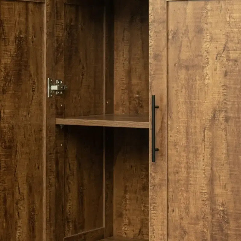 High Armoire Wardrobe and Storage Cabinet with 2 Doors and 3 Partitions to Separate 4 Storage Spaces 29.53W x 15.75 D x70.87H