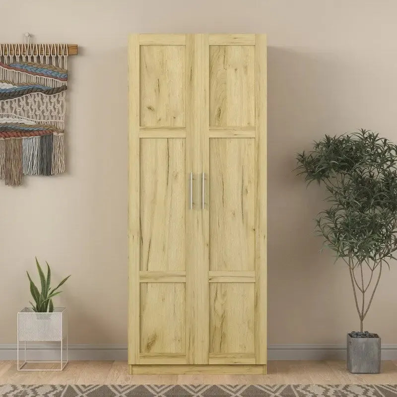 High Armoire Wardrobe and Storage Cabinet with 2 Doors and 3 Partitions to Separate 4 Storage Spaces 29.53W x 15.75 D x70.87H