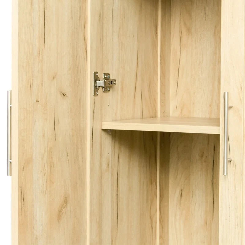 High Armoire Wardrobe and Storage Cabinet with 2 Doors and 3 Partitions to Separate 4 Storage Spaces 29.53W x 15.75 D x70.87H