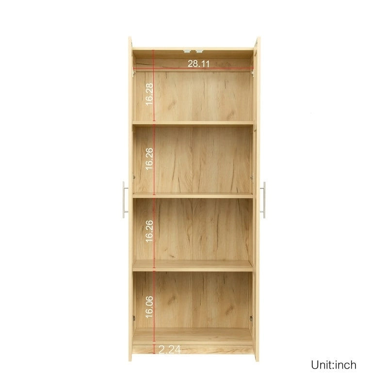 High Armoire Wardrobe and Storage Cabinet with 2 Doors and 3 Partitions to Separate 4 Storage Spaces 29.53W x 15.75 D x70.87H