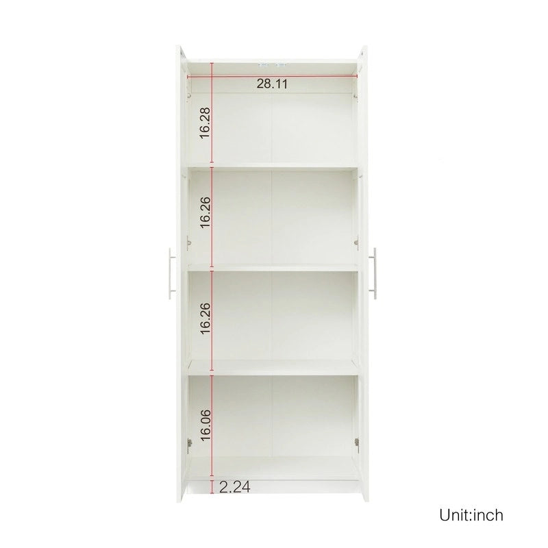 High Armoire Wardrobe and Storage Cabinet with 2 Doors and 3 Partitions to Separate 4 Storage Spaces 29.53W x 15.75 D x70.87H