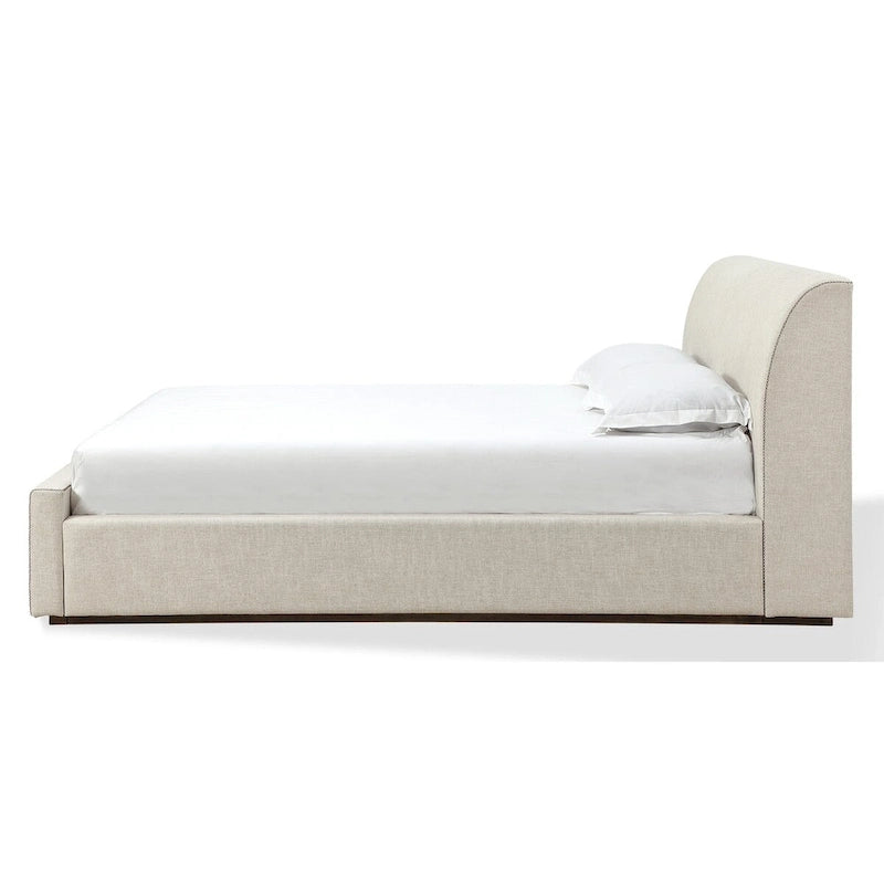 Letto a piattaforma imbottito Louis in lino naturale