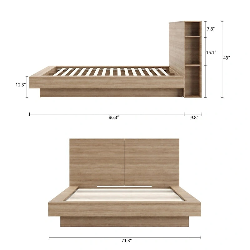 Marconi Platform Bed with Storage Headboard