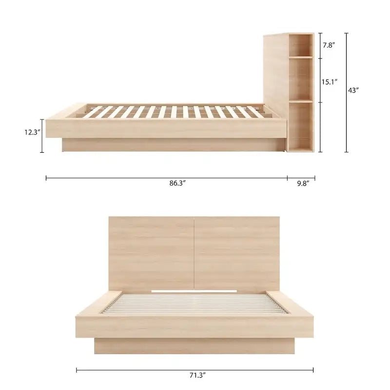 Marconi Platform Bed with Storage Headboard