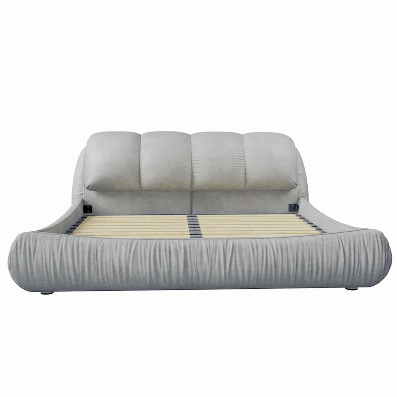 Letto a piattaforma imbottito King Size con schienale imbottito oversize