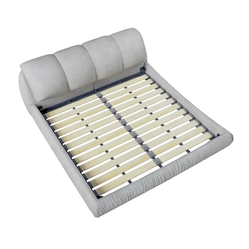 Letto a piattaforma imbottito King Size con schienale imbottito oversize