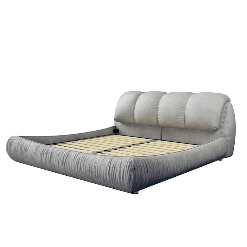 Letto a piattaforma imbottito King Size con schienale imbottito oversize