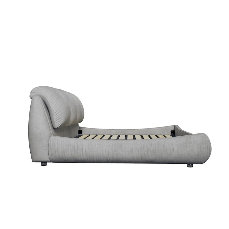 Letto a piattaforma imbottito King Size con schienale imbottito oversize
