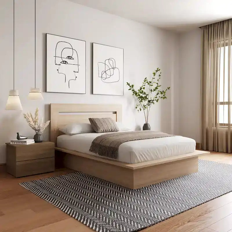 Set camera da letto Malibu 3 pezzi con letto, testiera e comodino