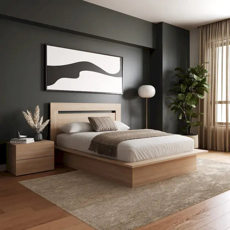 Set camera da letto Malibu 3 pezzi con letto, testiera e comodino