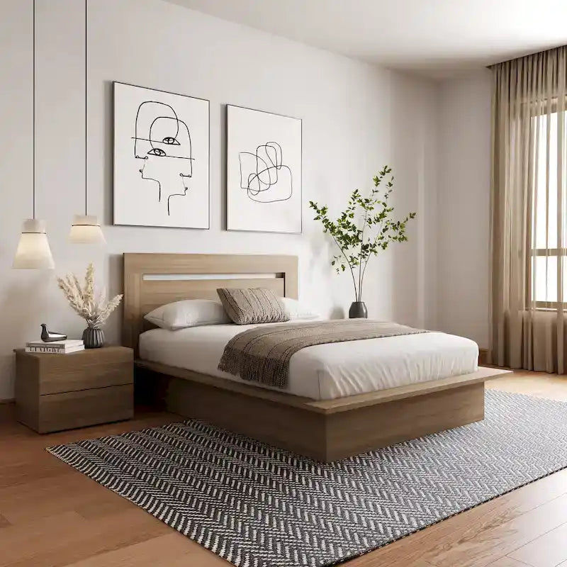 Set camera da letto Malibu 3 pezzi con letto, testiera e comodino