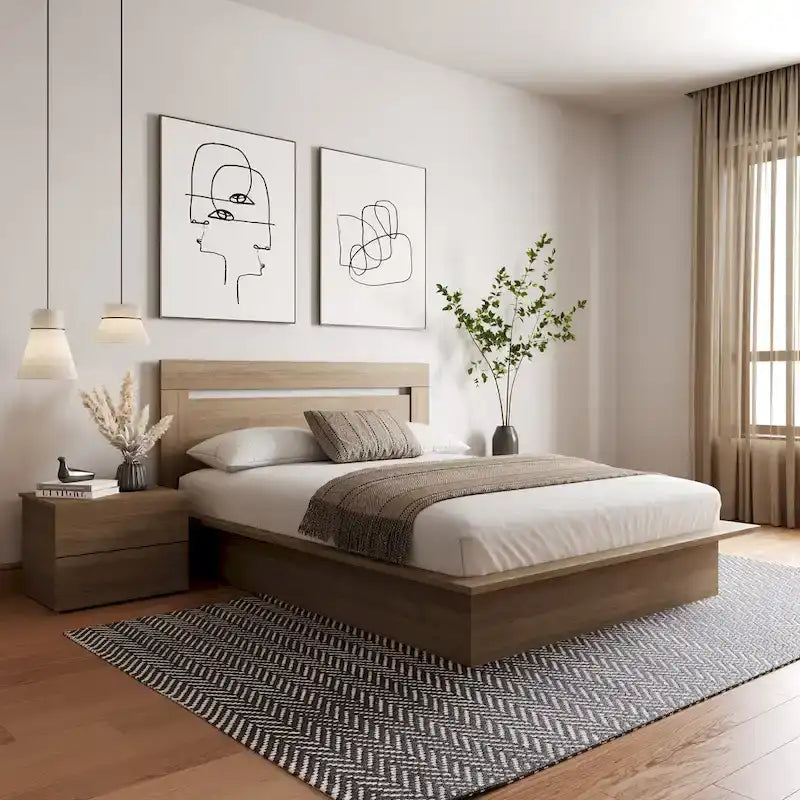Set camera da letto Malibu 3 pezzi con letto, testiera e comodino