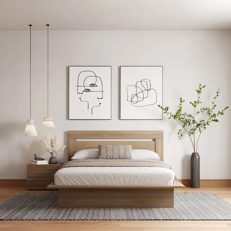 Set camera da letto Malibu 3 pezzi con letto, testiera e comodino