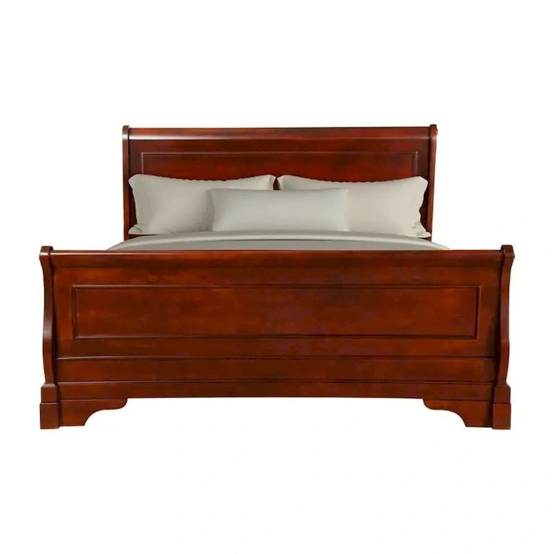 Letto matrimoniale Verl, design classico a slitta, legno di pioppo marrone intenso