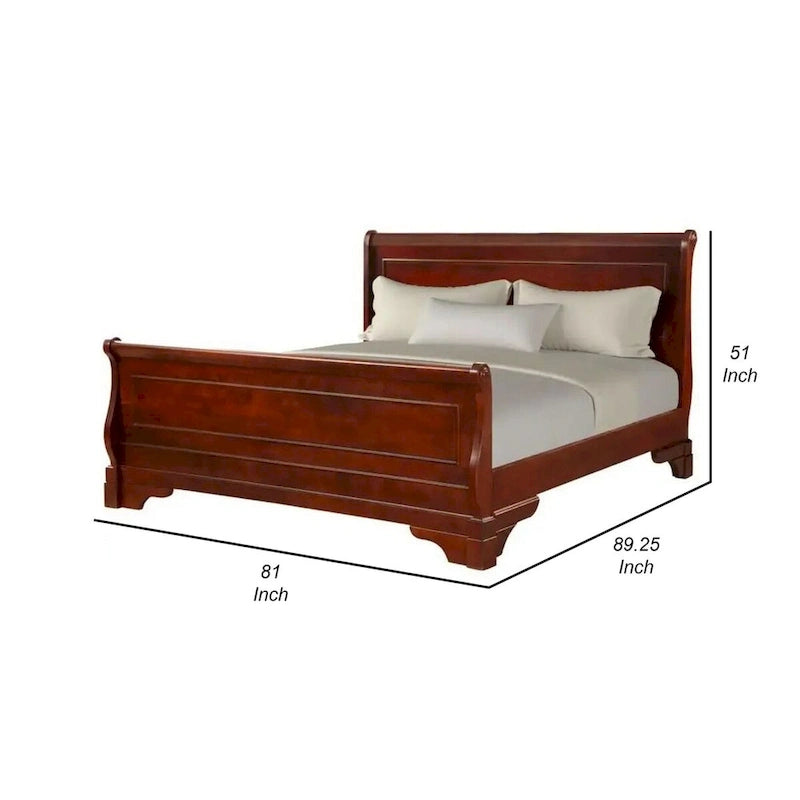 Letto matrimoniale Verl, design classico a slitta, legno di pioppo marrone intenso