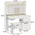 Javlergo Vanity Desk Set with LED Lighted Mirror & Power Outlet & 6 Drawers, Makeup Table and Storage Stool for Bedroom, White